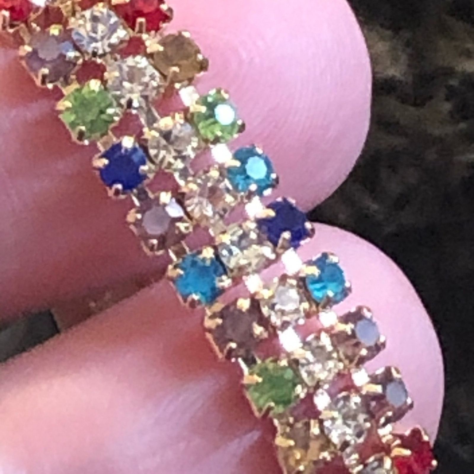 Jewelry Rainbow rhinestone sparkle gold tone bracelet Size ONE SIZE - 5 Thumbnail
