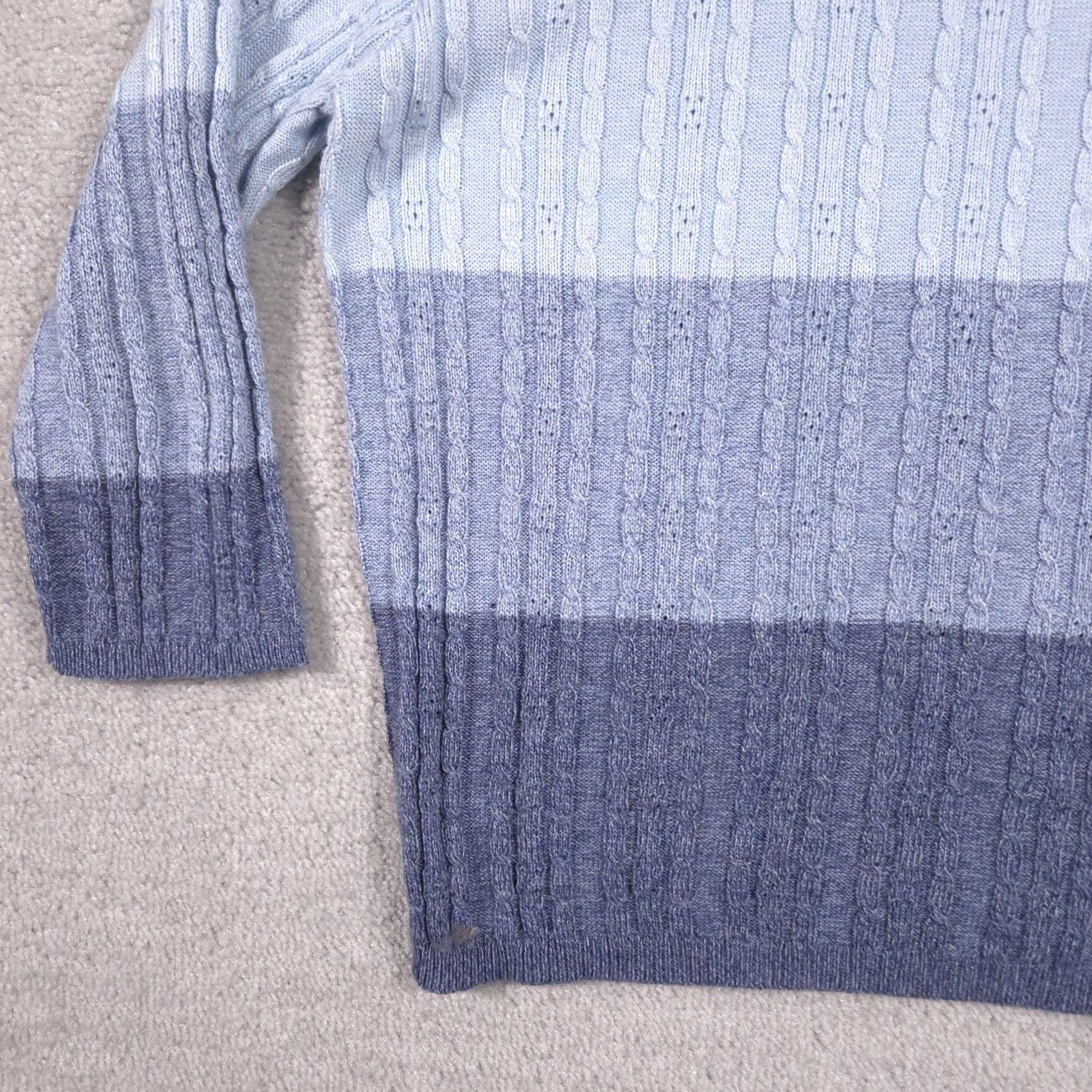 Vintage Alfred Dunner Sweater Womens Small Blue Stripe Cable Knit 3/4 Sleeve Made USA Size S / US 4 / IT 40 - 4 Thumbnail