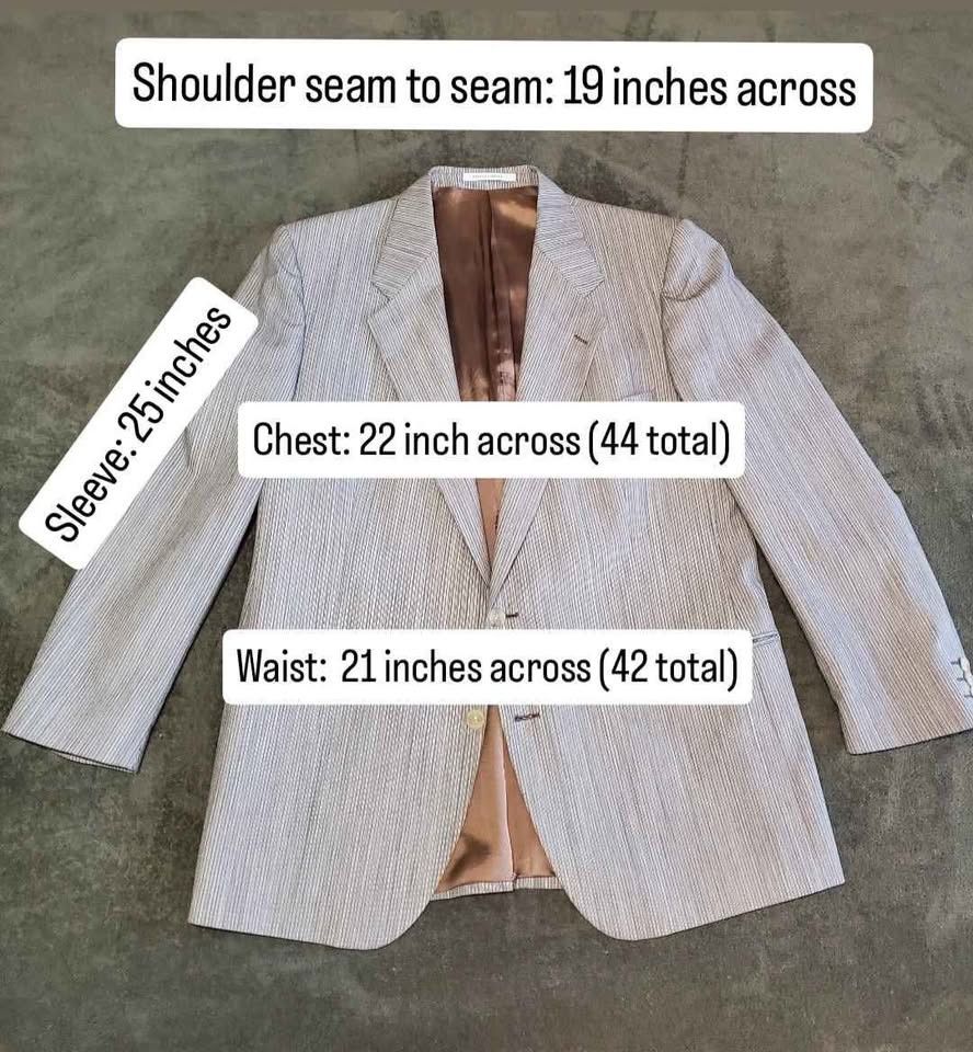 Yves Saint Laurent Vintage Yves Saint Laurent Silver Pinstripe 2-Piece Suit Size 44R - 3 Thumbnail