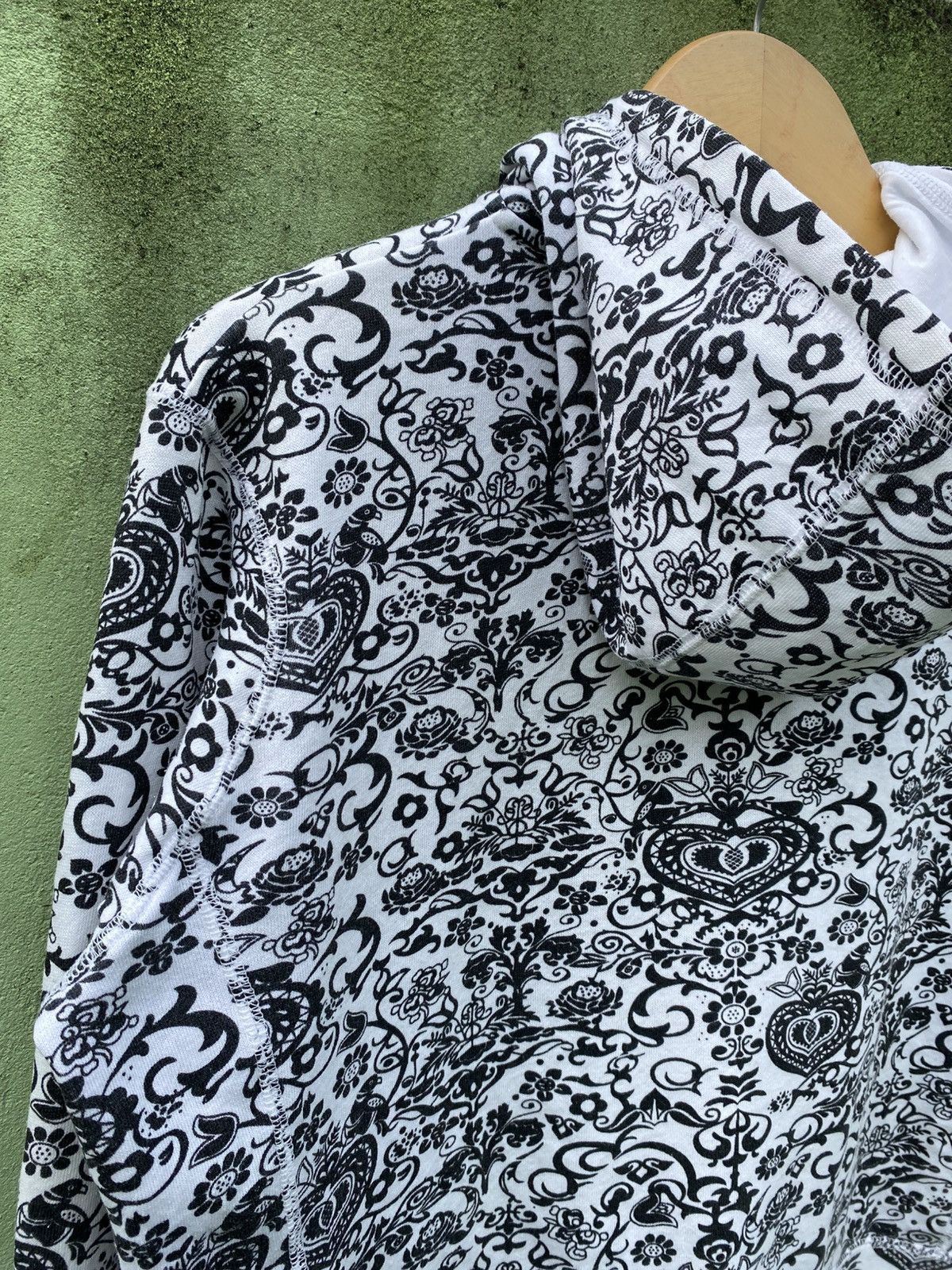 Vintage N.W.D Y2K Black White Paisley Full Zip Hoodie All Over Print Size L / US 10 / IT 46 - 10 Thumbnail