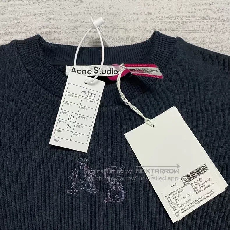 Acne Studios Acne Studios Navy Blue Chest Embroidered Logo Sweatshirt Size XXS / US 00 / IT 34 - 2 Thumbnail