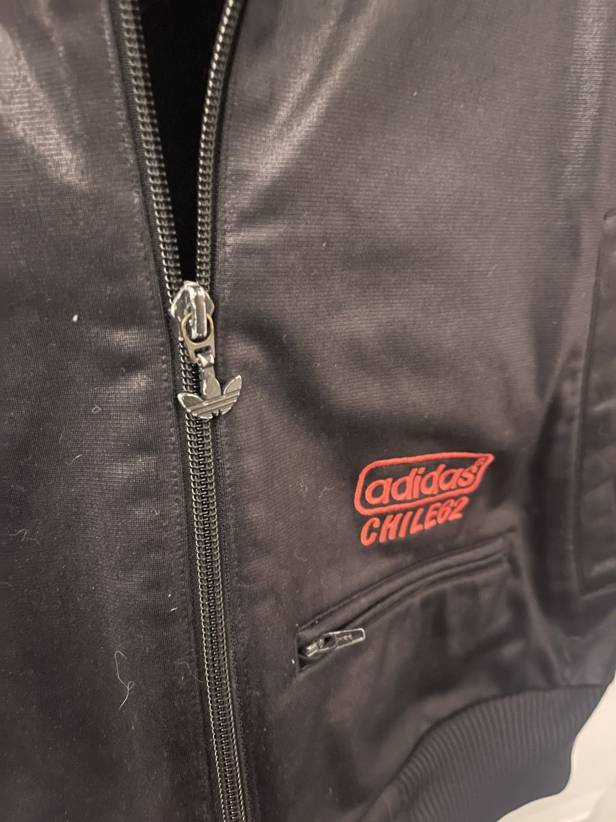 Adidas Adidas Chile 62 Faux Leather Track Jacket Black Red Size S Size US S / EU 44-46 / 1 - 3 Thumbnail