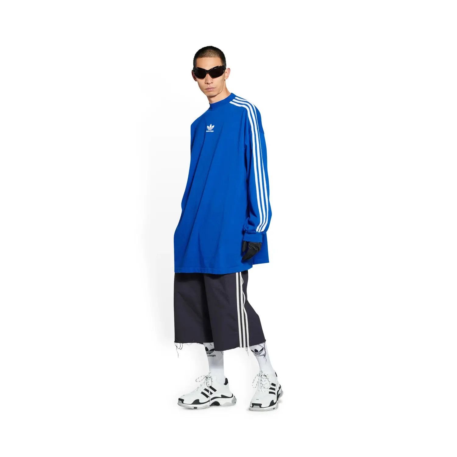 Adidas × Balenciaga o1w1db10824 Oversized Long Sleeve T-Shirt in Blue/White Size US S / EU 44-46 / 1 - 2 Thumbnail