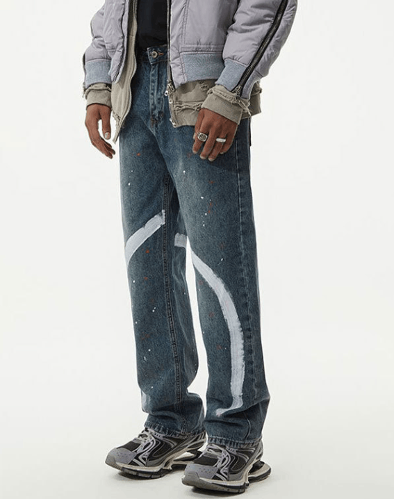 Japanese Brand × Jean American retro graffiti ink loose casual baggy jeans Size US 32 / EU 48 - 4 Thumbnail