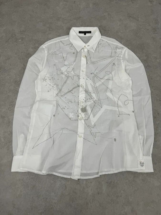 Marithe + Francois Girbaud 2000s Marithé + François Girbaud White Stars Shirt Size US M / EU 48-50 / 2 - 1 Thumbnail