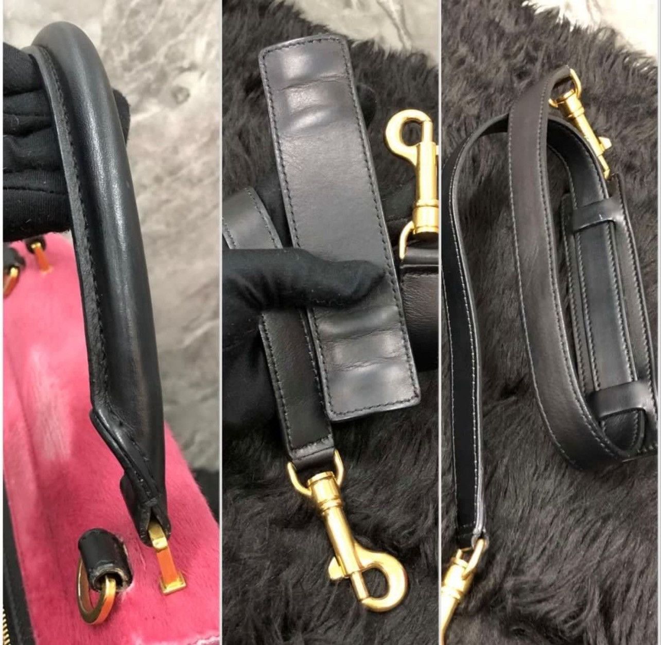 Celine CELINE Pink/Red/Black Tricolor Pony Hair Small Trapeze Bag Size ONE SIZE - 5 Thumbnail