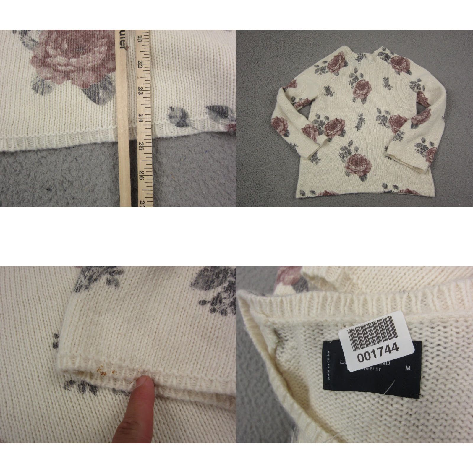Lucky Brand Lucky Brand Sweater Womens M Pullover Crew Neck Knit Floral Beige Cotton City Classic Winter Autumn Size M / US 6-8 / IT 42-44 - 8 Thumbnail