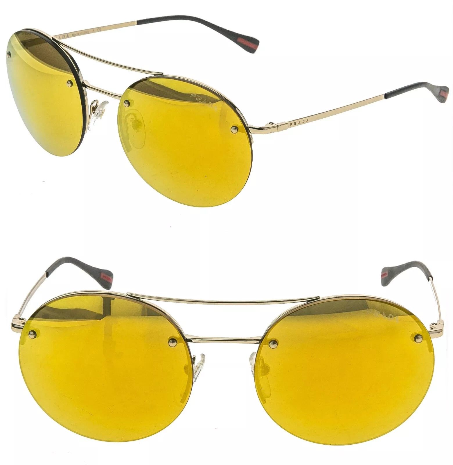 Prada PRADA 54R Linea Rossa Spectrum Gold Round Sunglass PS54RS Size ONE SIZE - 1 Thumbnail