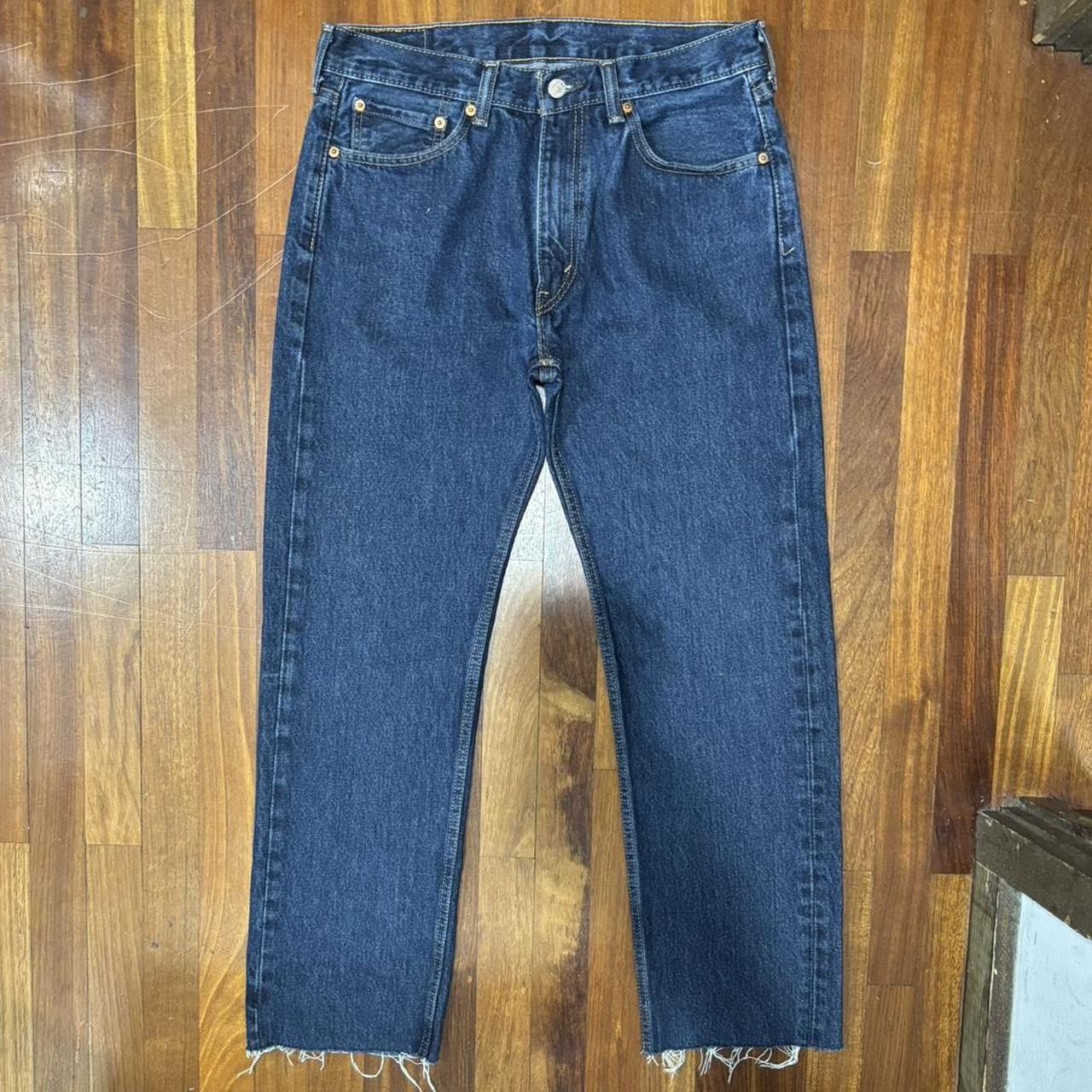 Levi's Early 2000s Levis 505 Blue Straight Fit Cut Off Jeans Size US 33 - 2 Thumbnail