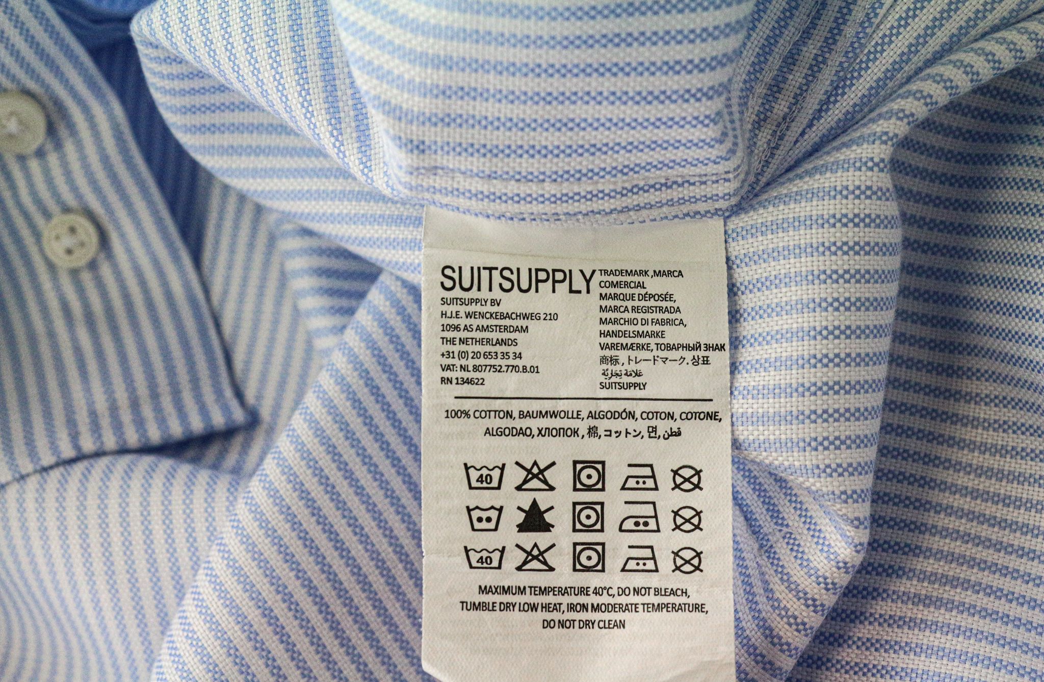 Suitsupply 41L/16L Extra Slim Blue Cotton Stripe Shirt 79183 Size 42L - 6 Thumbnail