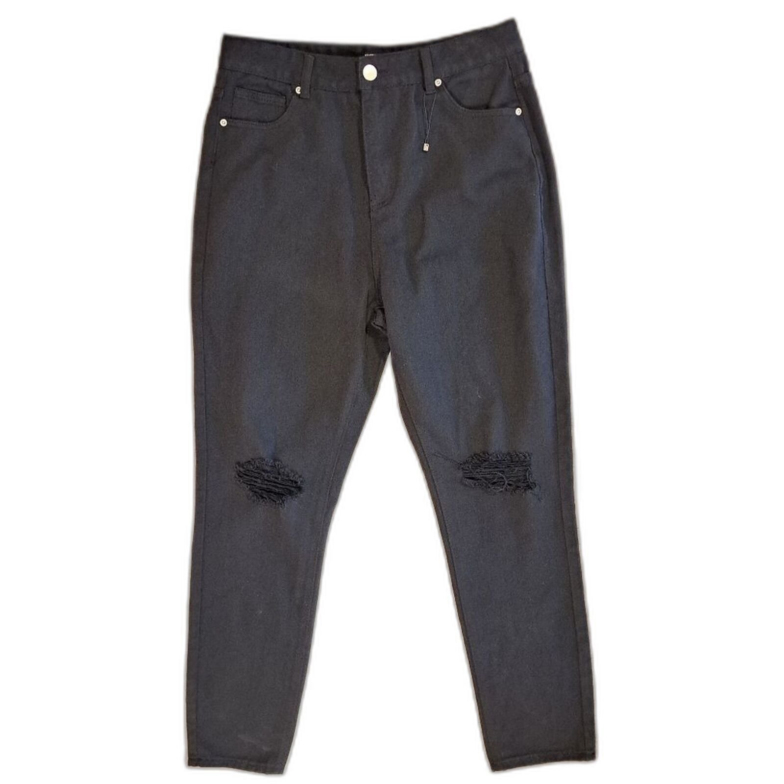 Nasty Gal Nasty Gal NWOT black denim knees distressed jeans size 10 Size 32" / US 10 / IT 46 - 1 Thumbnail