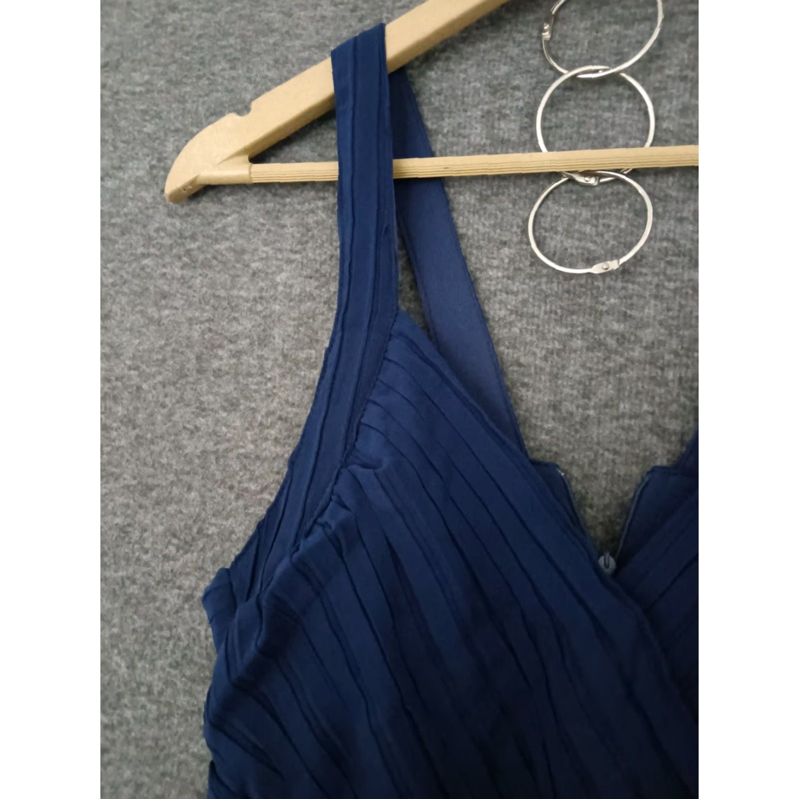 Vintage AOXWomen Blue Maxi Dress V-Neck Sleeveless XS/S Women Formal Wedding Size S / US 4 / IT 40 - 7 Thumbnail