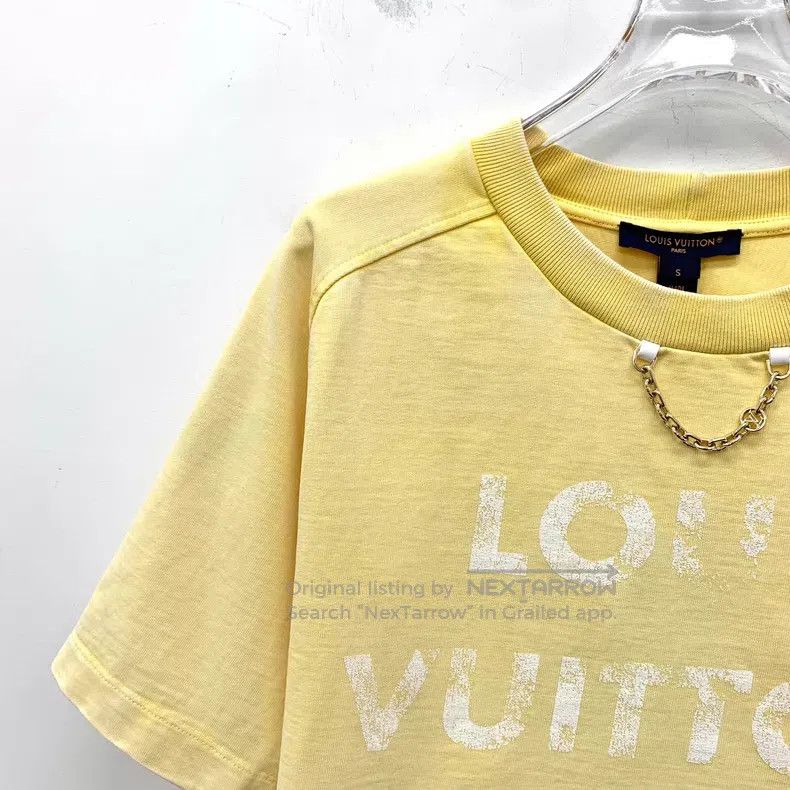 Louis Vuitton Louis Vuitton 24 yellow logo print made old round neck cot Size S / US 4 / IT 40 - 3 Thumbnail