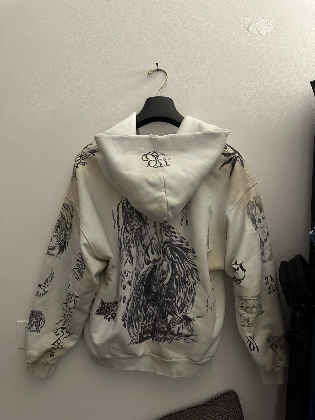 【BALENCIAGA】Tattoo メルトンジップフーディー Balenciaga Balenciaga Tattoo Zip Up Hoodie | Grailed