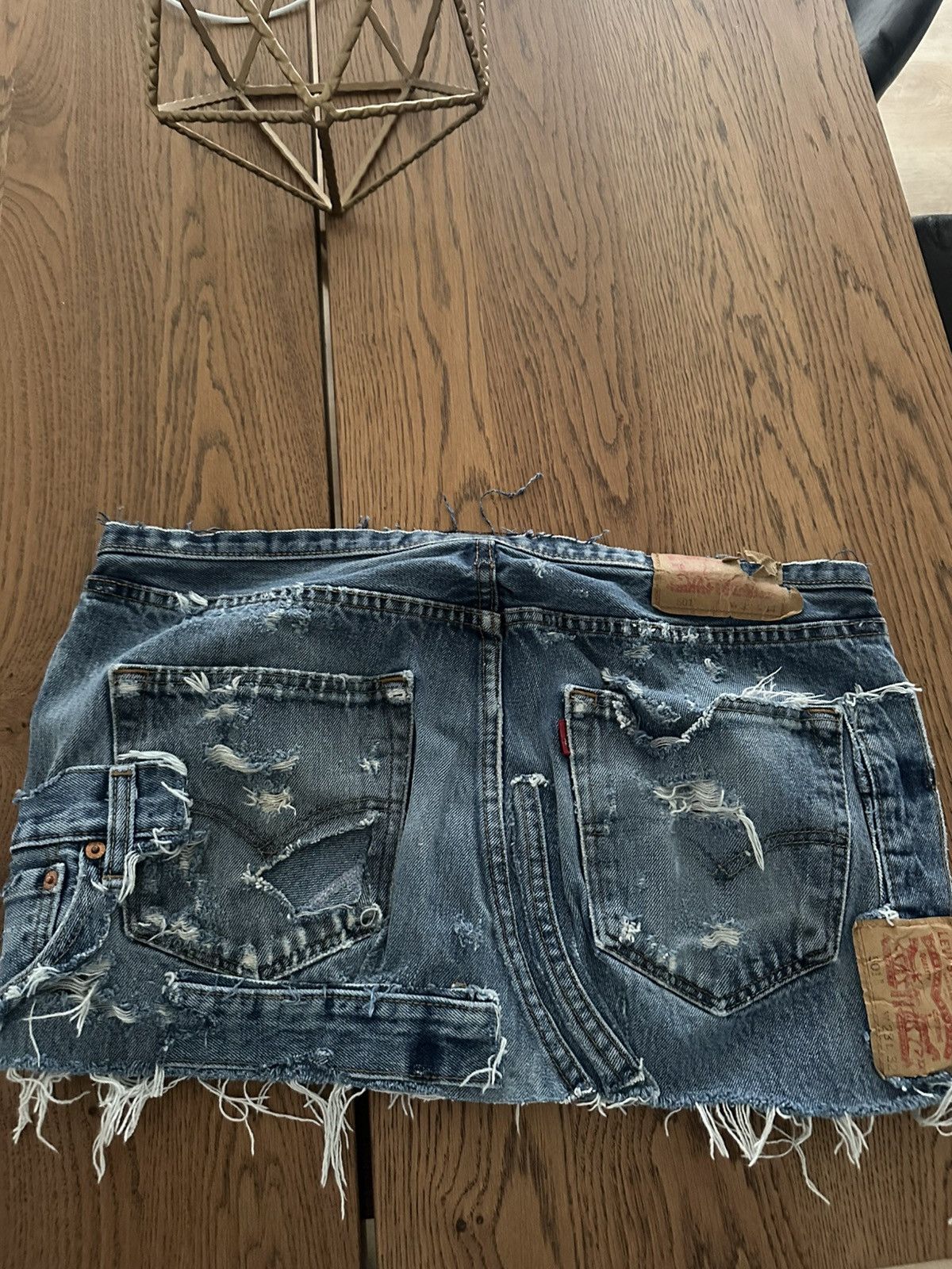 Other Vintage Reworked Levi Skirt Size 34" / US 12 / IT 48 - 2 Thumbnail