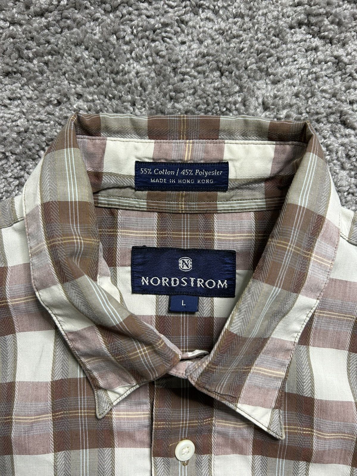 Nordstrom Vintage 80s Nordstrom Checkered Polo Earth Tone Boxy Cropped Size US L / EU 52-54 / 3 - 3 Thumbnail