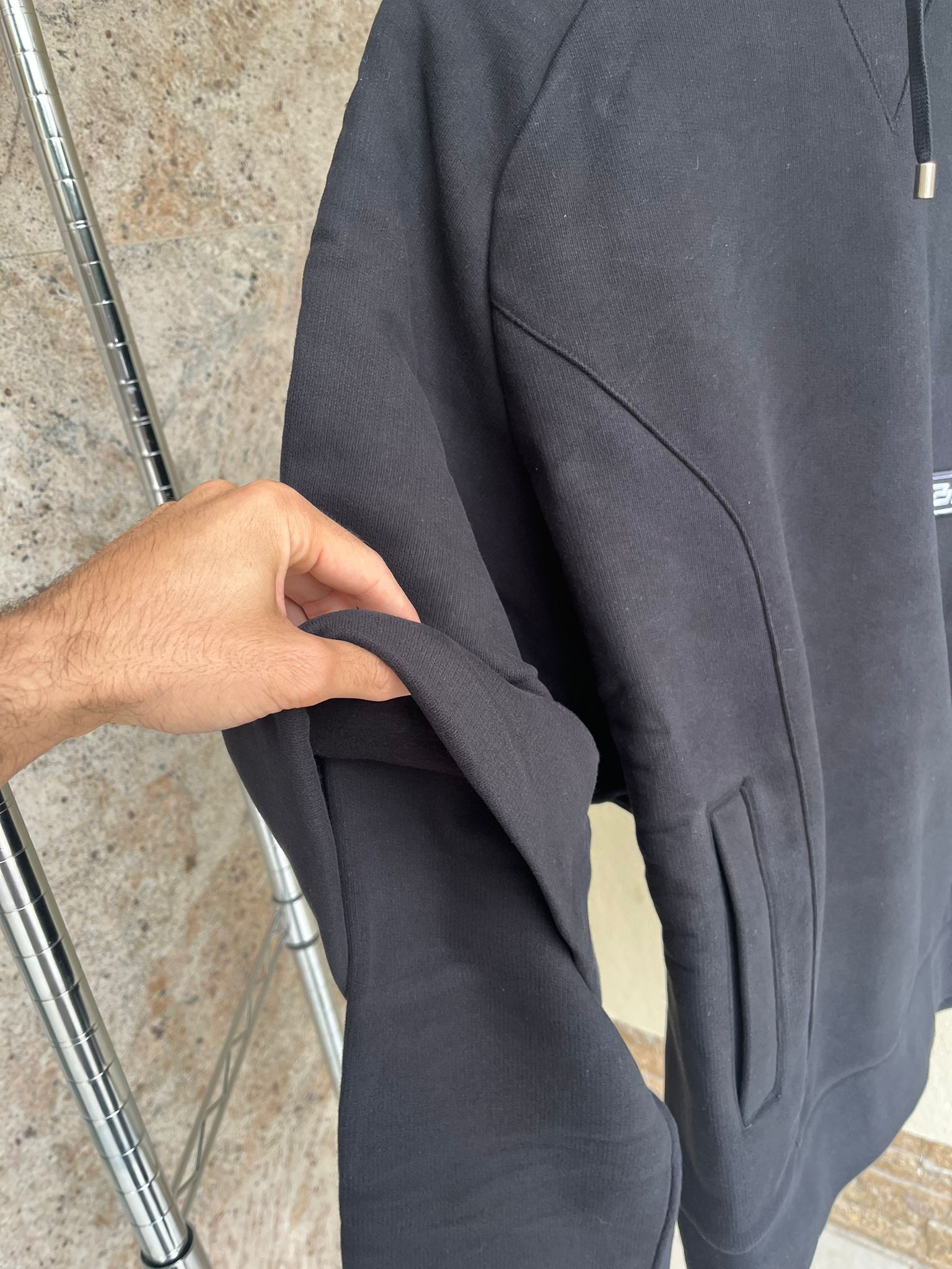 Balmain Layered Sleeve Tokyo Embroidered Logo Hoodie in Black Size US M / EU 48-50 / 2 - 4 Thumbnail