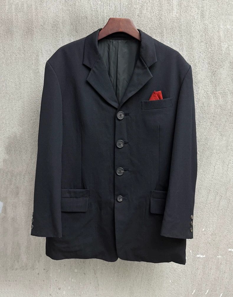 Yohji Yamamoto Wool suit jacket with red silk scarf jacket Light