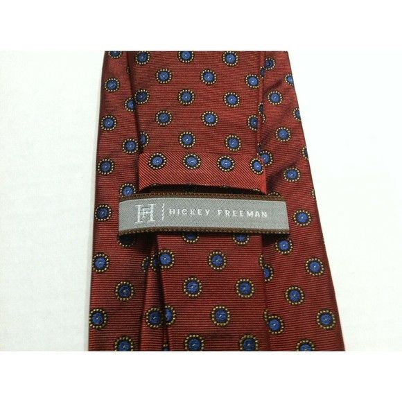 Hickey Freeman HICKEY FREEMAN MENS NEW DARK RED 100% SILK TIE WIDTH: 3 3/4" Size ONE SIZE - 2 Thumbnail