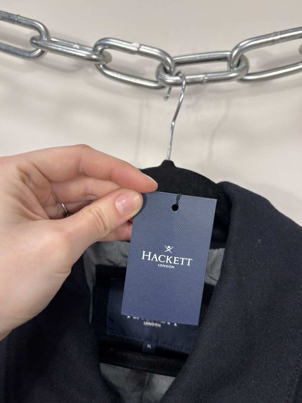 Hackett Hackett London NWT Men’s Navy Blue Double Breasted Wool Coat Size US XL / EU 56 / 4 - 10 Thumbnail