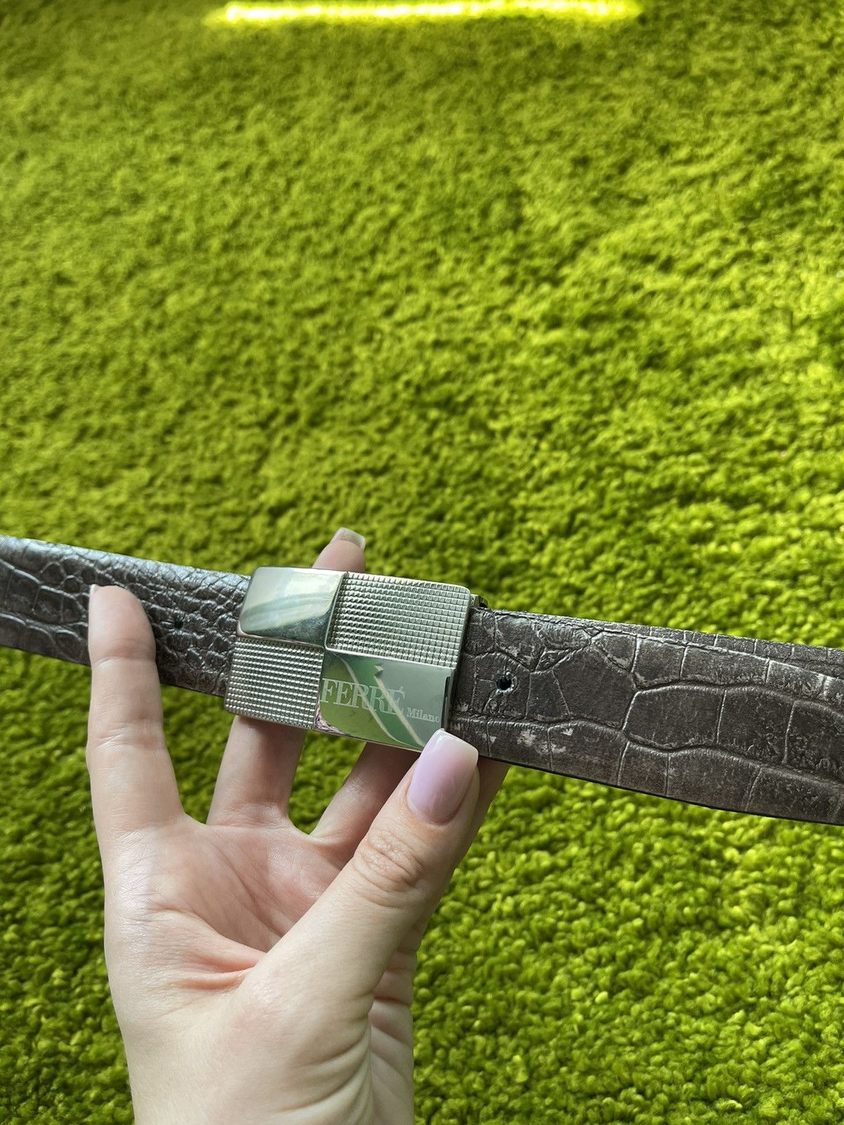 Ferre × Genuine Leather × Gianfranco Ferre Gianfranco Ferre snakeskin Python pattern real leather belt Size 36 - 7 Thumbnail
