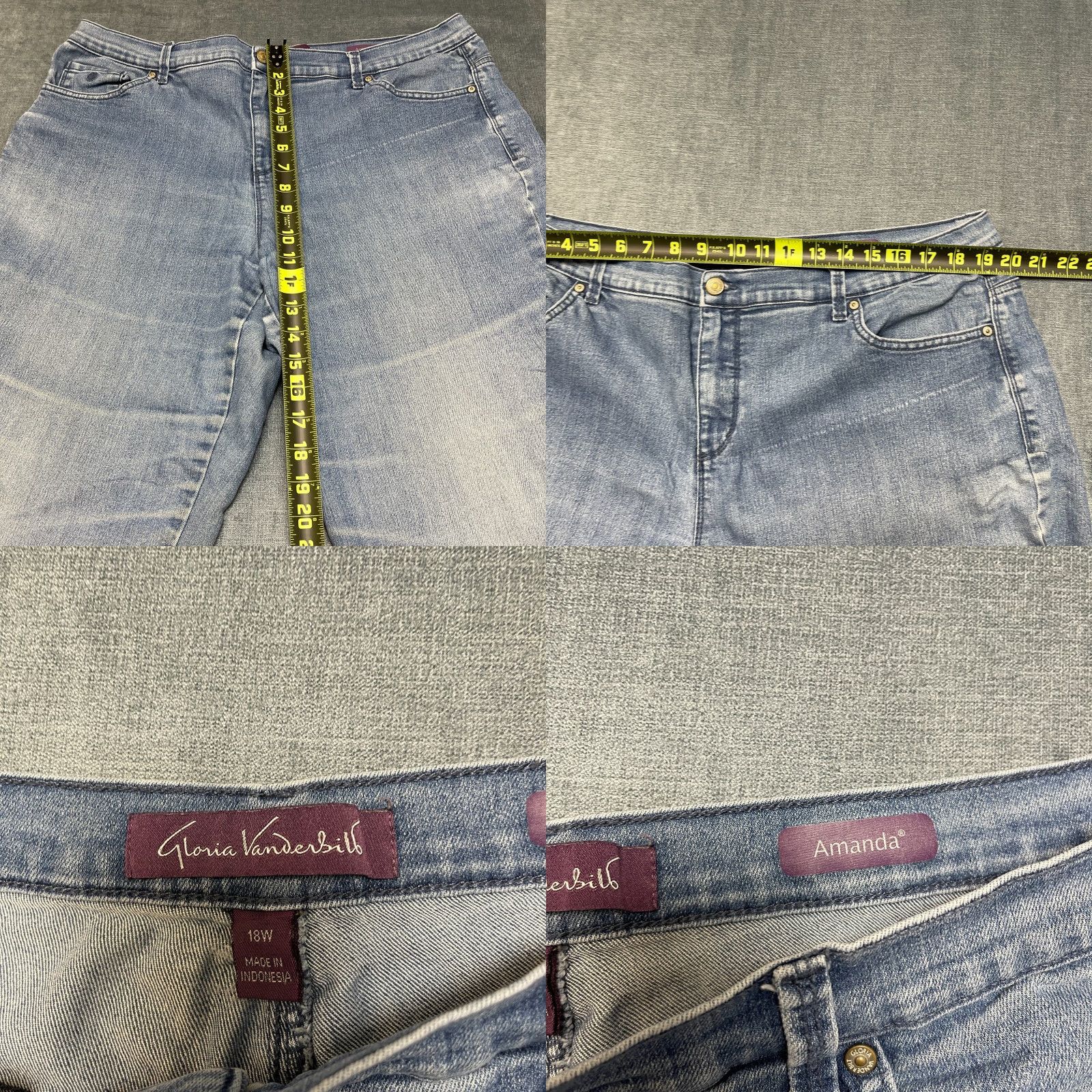 Gloria Vanderbilt Gloria Vanderbilt Amanda Jeans Womens 18W 28x40 Blue Denim Cotton High Rise Size 40" / US 18 - 8 Thumbnail