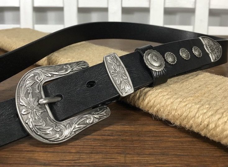 Japanese Brand Retro vintage punk buckle western leather belt Size ONE SIZE - 4 Thumbnail