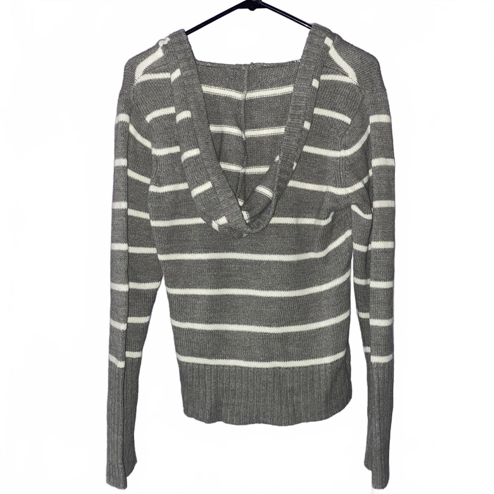 L.E.I. Y2K L.e.i. Gray Striped Hoodie Sweater Women’s Size XL Size XL / US 12-14 / IT 48-50 - 2 Thumbnail