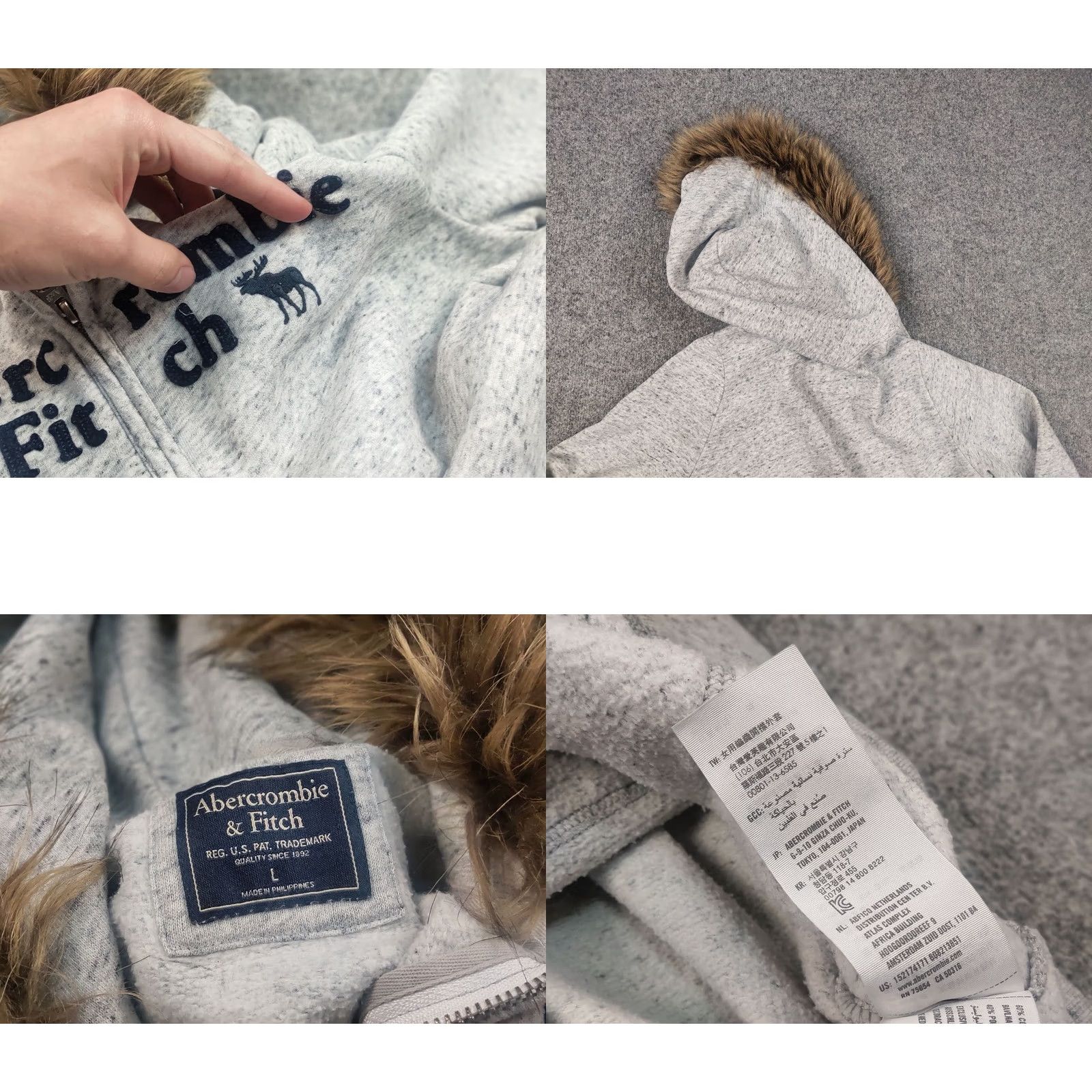 Abercrombie & Fitch Vintage Abercrombie Hoodie Rare Fur Zip Y2K Style if six was nine Opium LGB Size US L / EU 52-54 / 3 - 9 Thumbnail