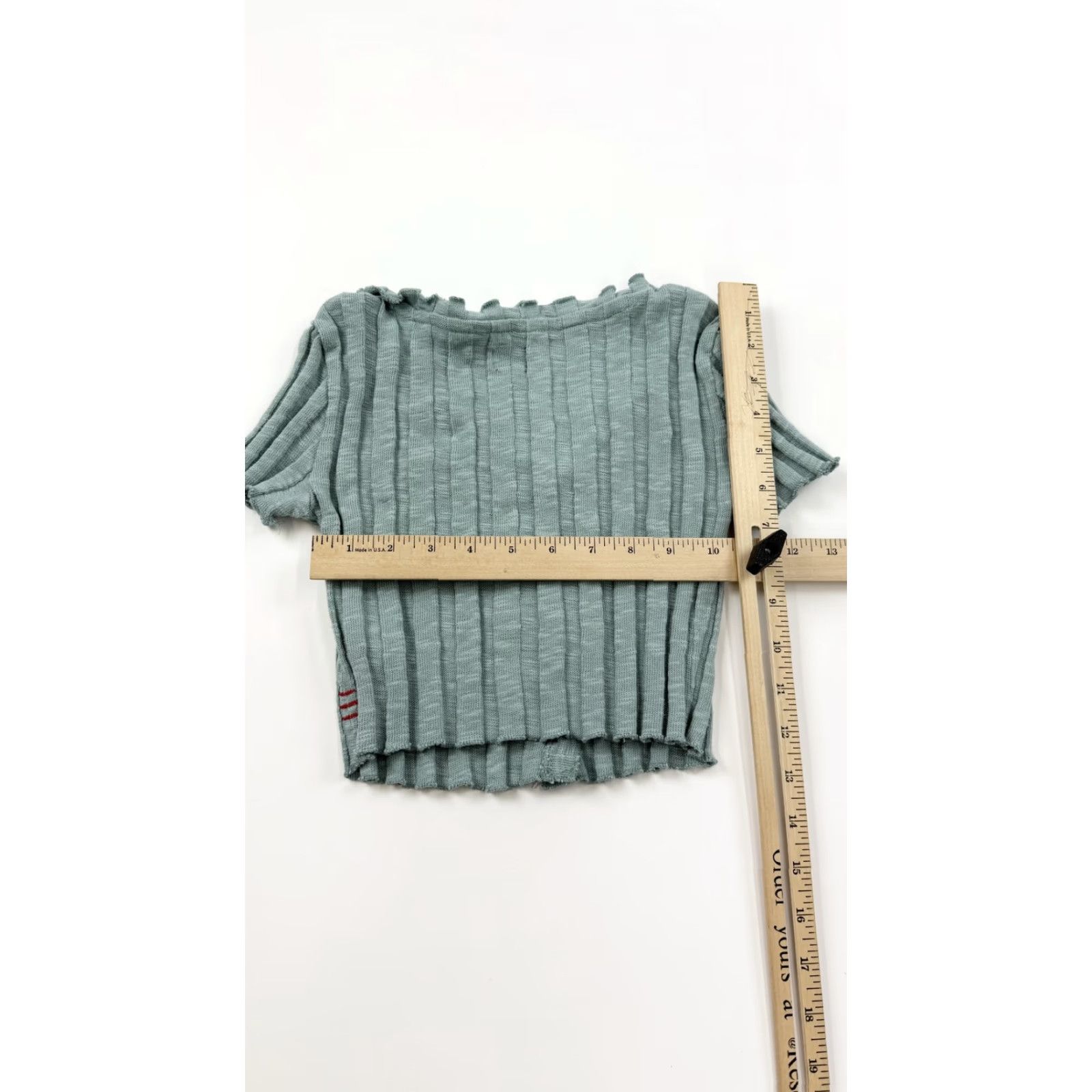 Bdg BDG Shirt Womens XS Cropped Ribbed Knit Button Front Short Sleeve Top Urban Green Cardigan Casual 90s Womens Size XS / US 0-2 / IT 36-38 - 6 Thumbnail