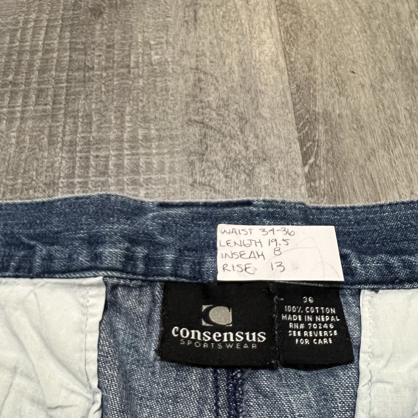 Vintage VTG Consensus Cargo Denim Shorts 90s Blue Mens Skater Jorts Size US 36 / EU 52 - 4 Thumbnail