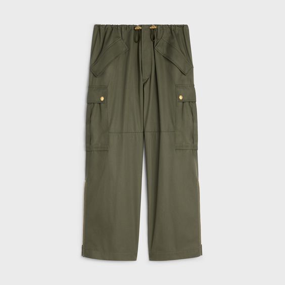 Celine o1bcso1str0924 Cargo Pants In Technical Cotton in Khaki Size 25" / US 0 / IT 36 - 1 Preview