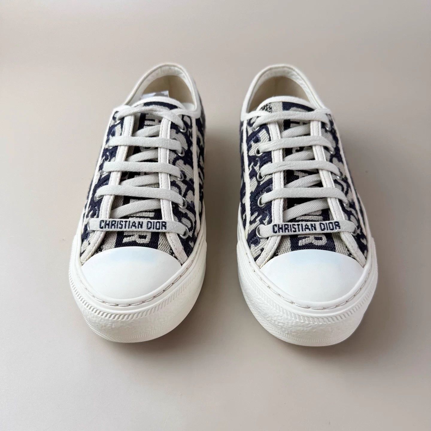 Dior Dior White Blue Embroidered Lace-Up Sneakers 36 99New Size US 5 / IT 35 - 2 Thumbnail