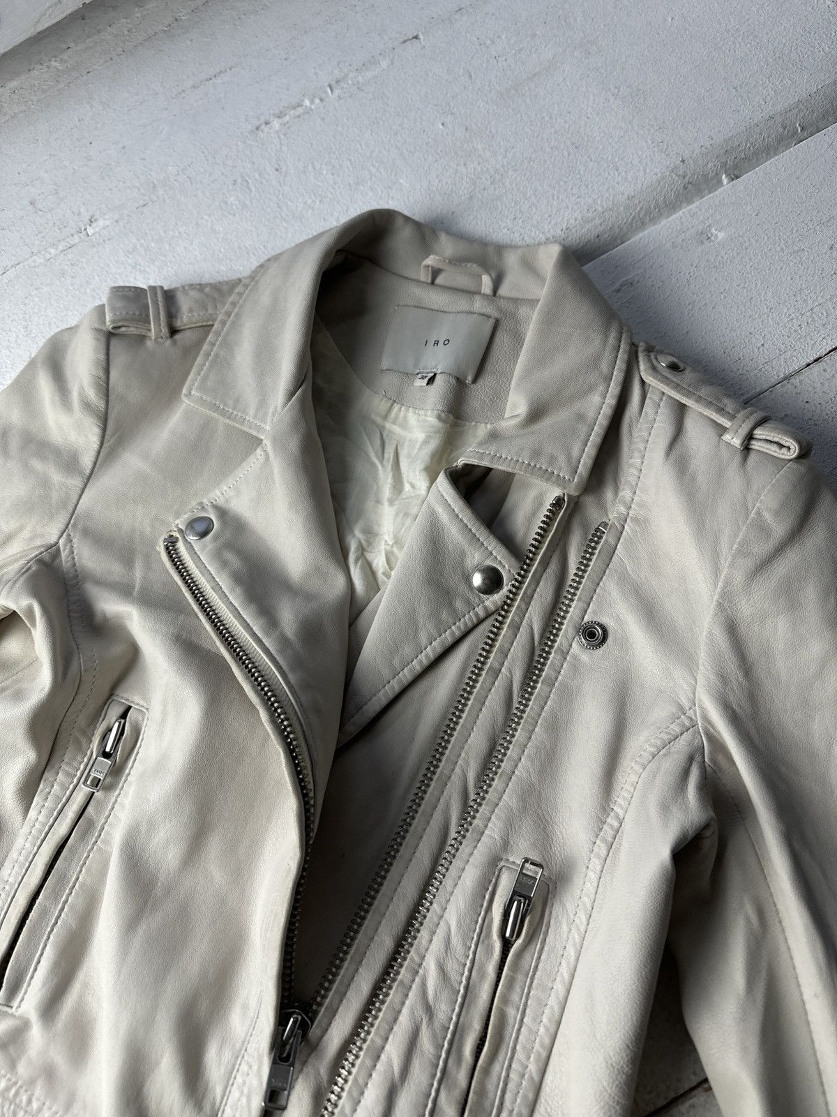 Iro 🚨Y2K RICK OWENS TYPE DIRTY SLIM FIT ZIP LEATHER JACKET Size XS / US 0-2 / IT 36-38 - 5 Thumbnail