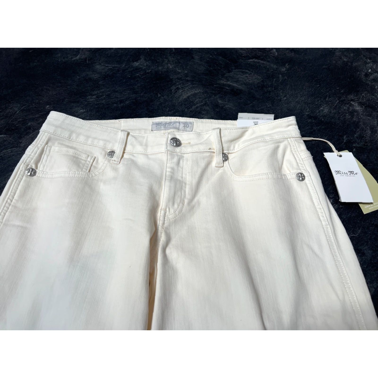 Miss Me Miss Me Jeans Wide-Leg White 30x32 Slim Fit Slimming Regular Women Pants Size 30" / US 8 / IT 44 - 3 Thumbnail