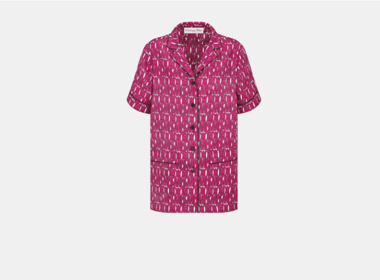 Dior o1w1db11225 451V29 Short-Sleeved Shirt in Fuchsia/White Size M / US 6-8 / IT 42-44 - 1 Thumbnail