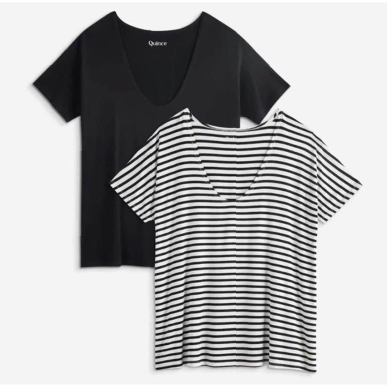 Quince VINTAGE Quince Maternity T-Shirt Lot Of 2 Womens S Bamboo Striped Black Short Sleeve Size S / US 4 / IT 40 - 2 Thumbnail