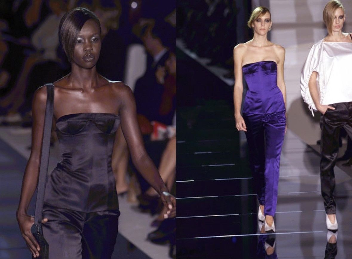 Gucci Gucci by Tom Ford Spring 2001 Black Satin Corset Blouse Size M / US 6-8 / IT 42-44 - 3 Thumbnail