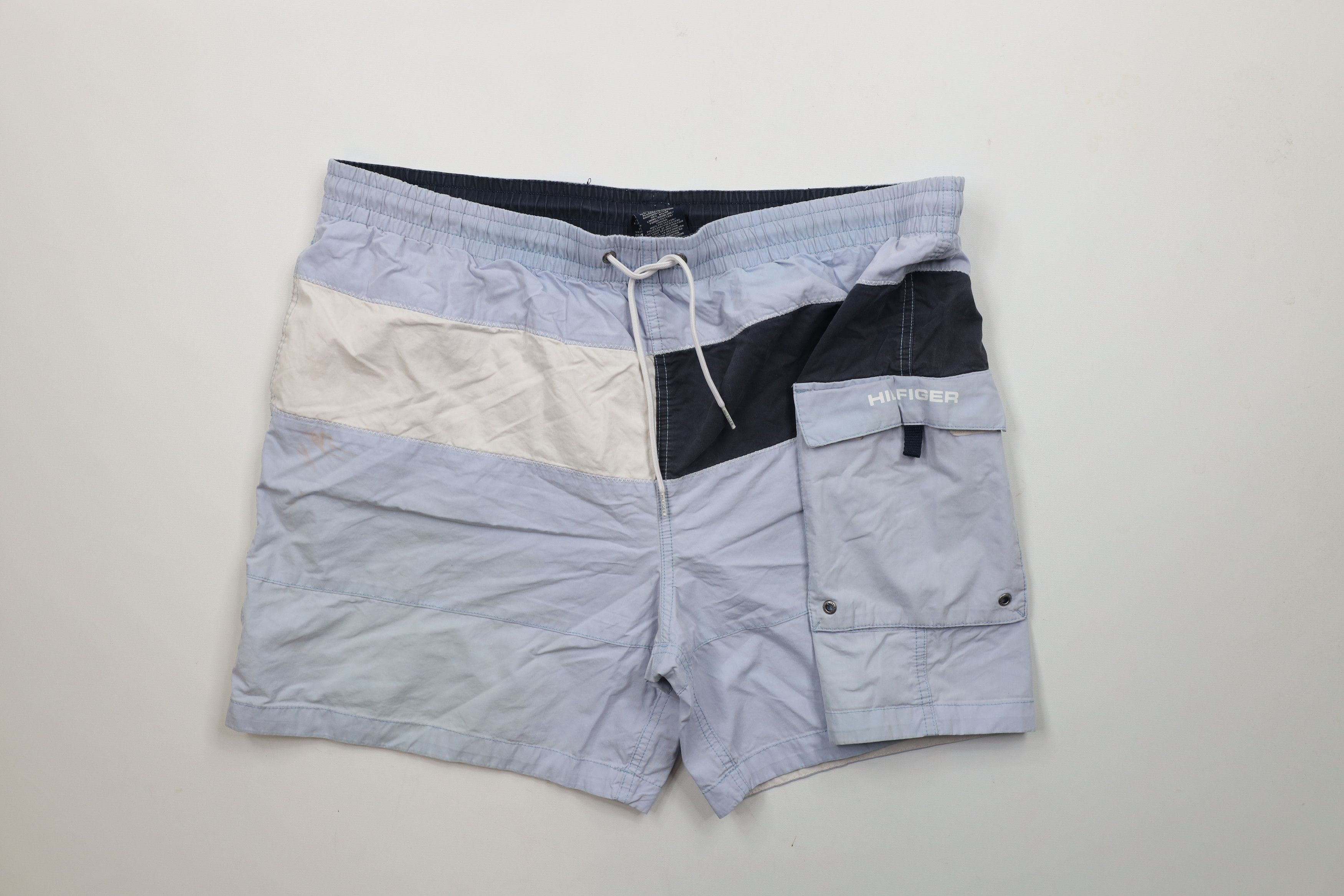 Tommy Hilfiger × Vintage Vintage Tommy Hilfiger Spell Out Lined Shorts Swim Trunks Size US 38 / EU 54 - 1 Thumbnail
