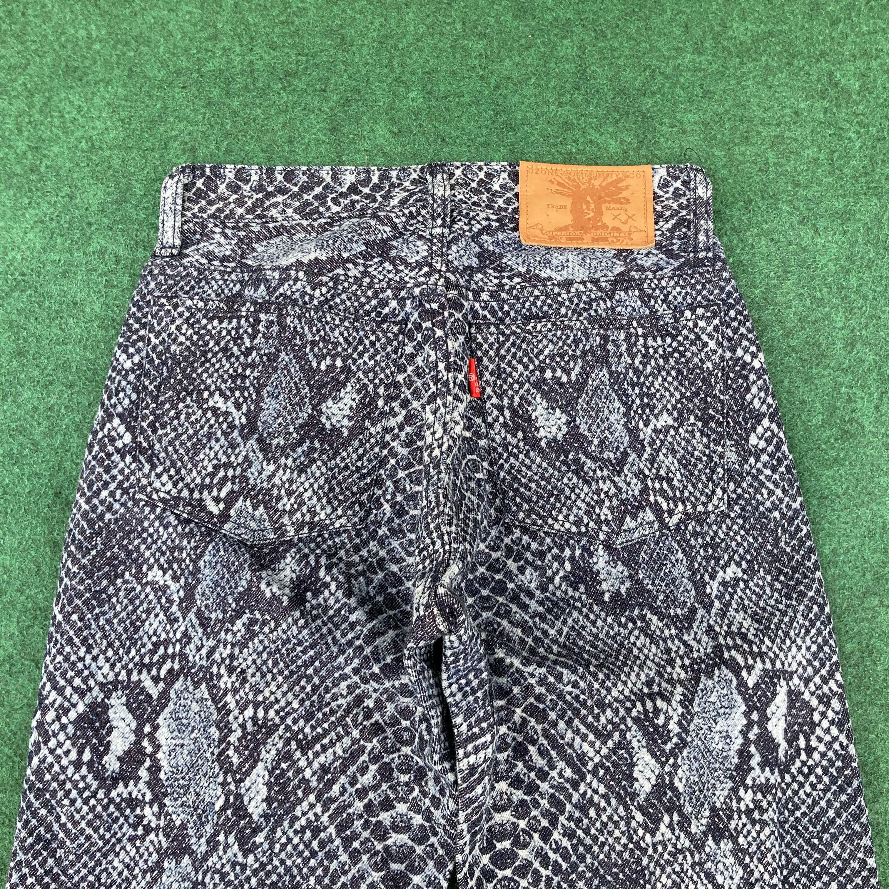Hysteric Glamour × Japanese Brand × Vintage 25x31 Vtg Ozone Community Snakes Print Flare Bootcut Jeans Size 25" / US 0 / IT 36 - 11 Thumbnail