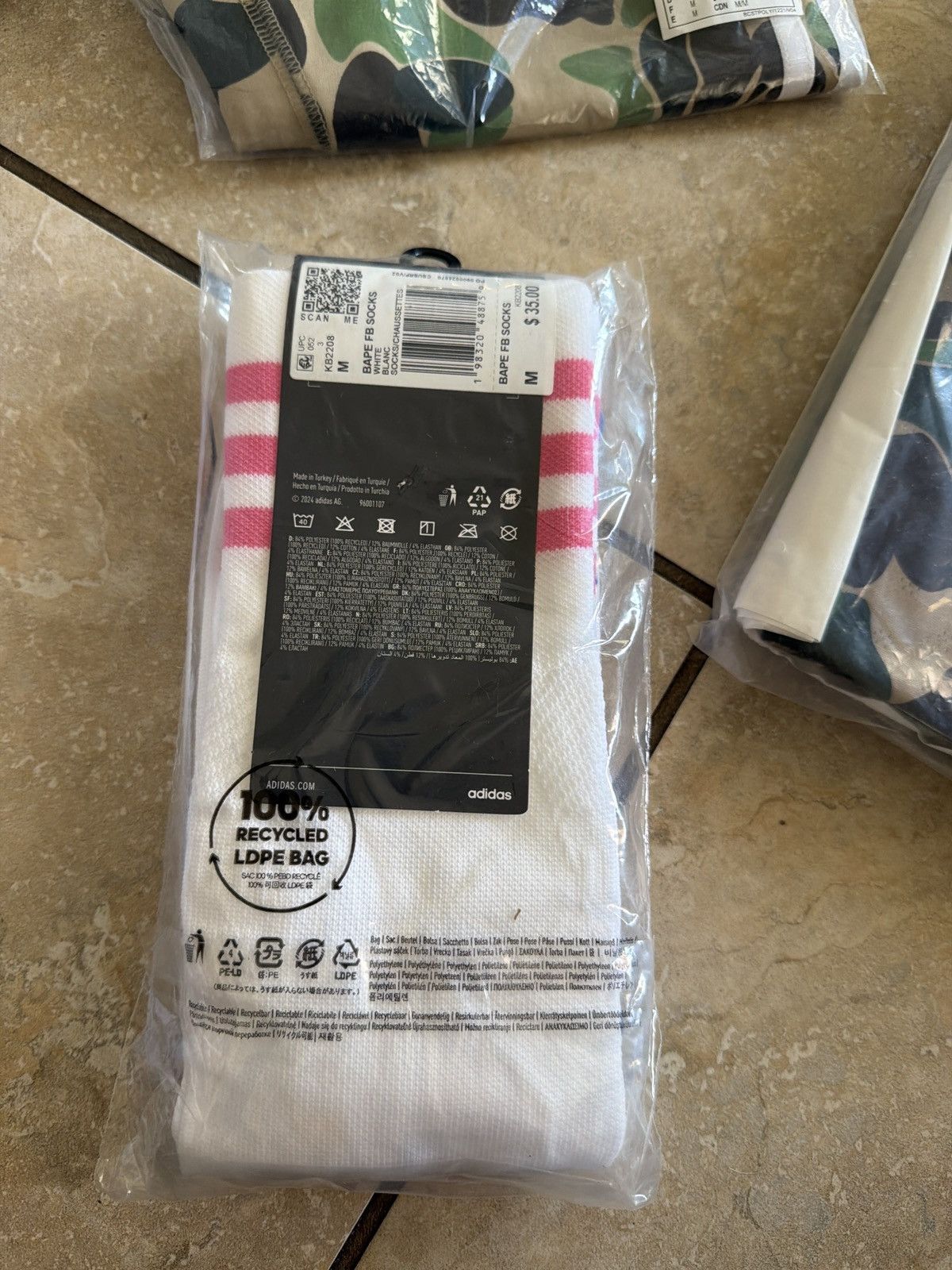 Adidas × Bape Adidas bape football socks white medium 40-42 Size ONE SIZE - 1 Thumbnail
