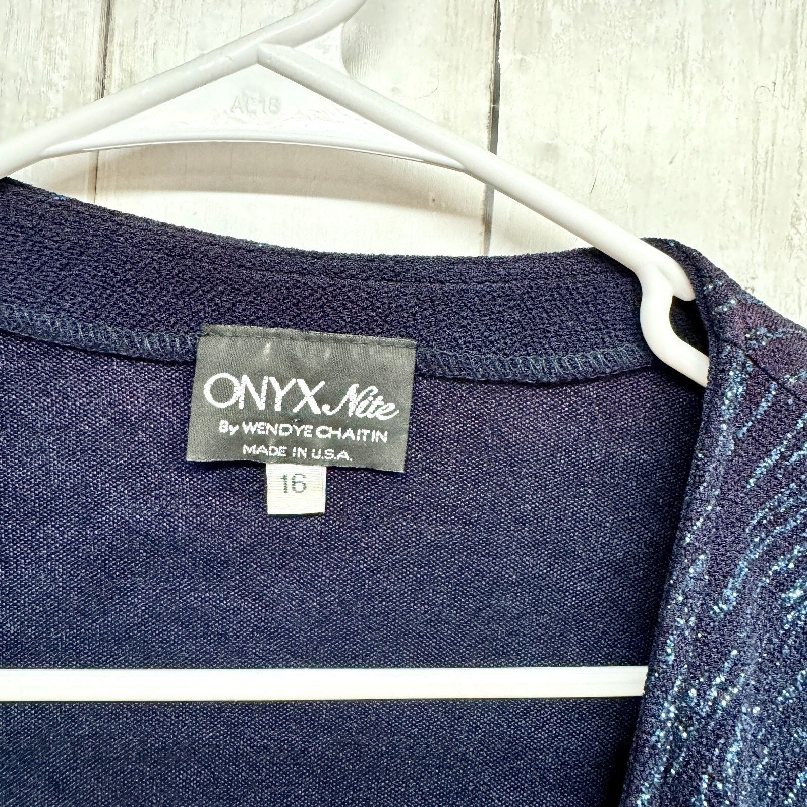 Vintage Onyx Nite Cardigan 16 Open Front Black Blue Sparkle Holiday Size XXL / US 16-18 / IT 52-54 - 3 Thumbnail