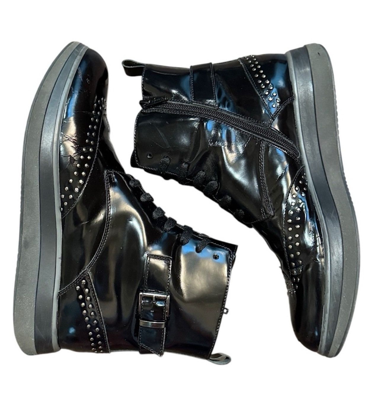Designer × Other × Vintage GOMNAR ITALY Black Patton Studded Ankle Boots SZ 7.5 Size US 7.5 / IT 37.5 - 2 Thumbnail
