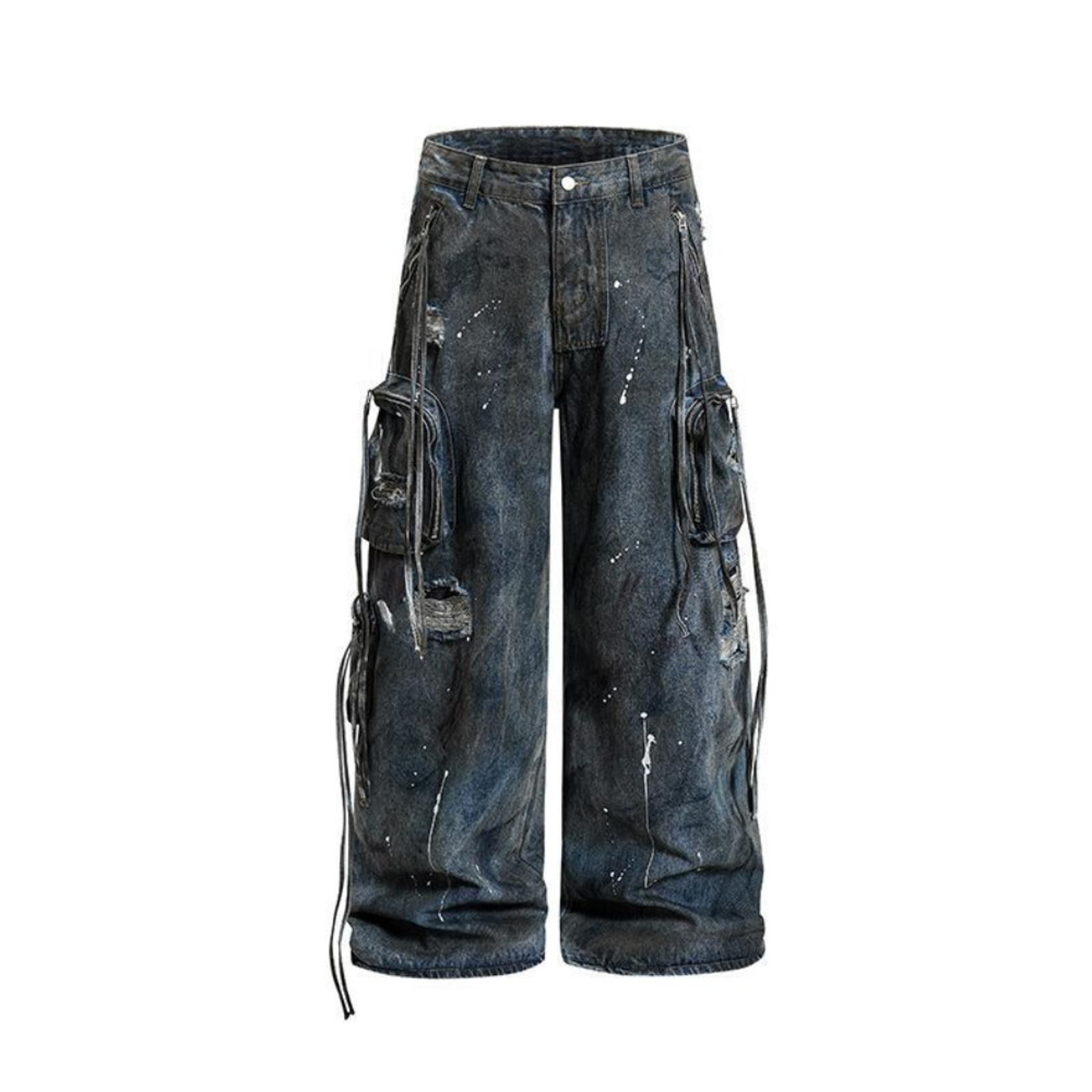 Other Paint-Splatter Multi-Pocket Wide-Leg Cargo Denim Jeans Size US 32 / EU 48 - 1 Thumbnail