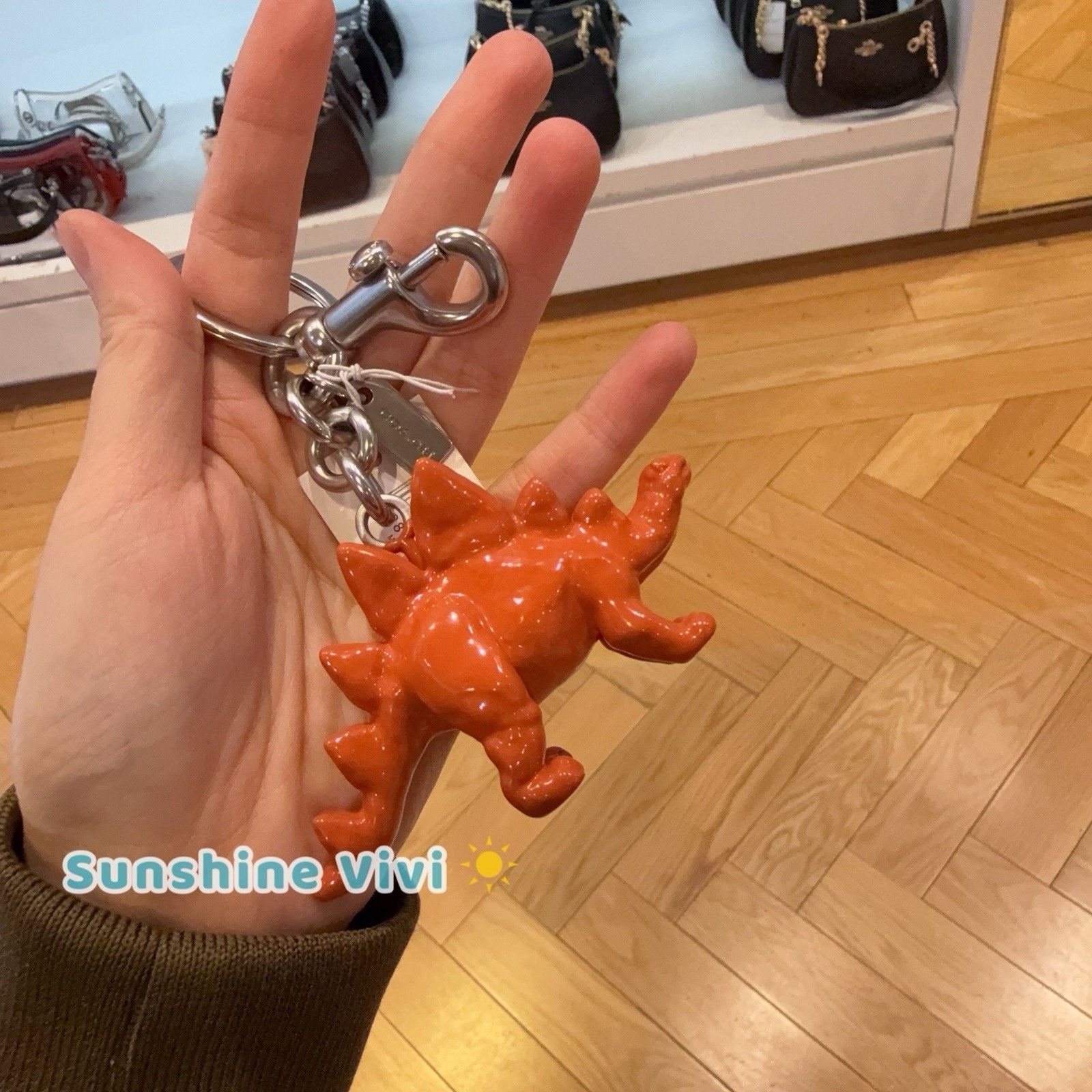 Coach NWT Coach Keychain Stegosaurus Bag Charm Silver Orange CEB63 Size ONE SIZE - 4 Thumbnail