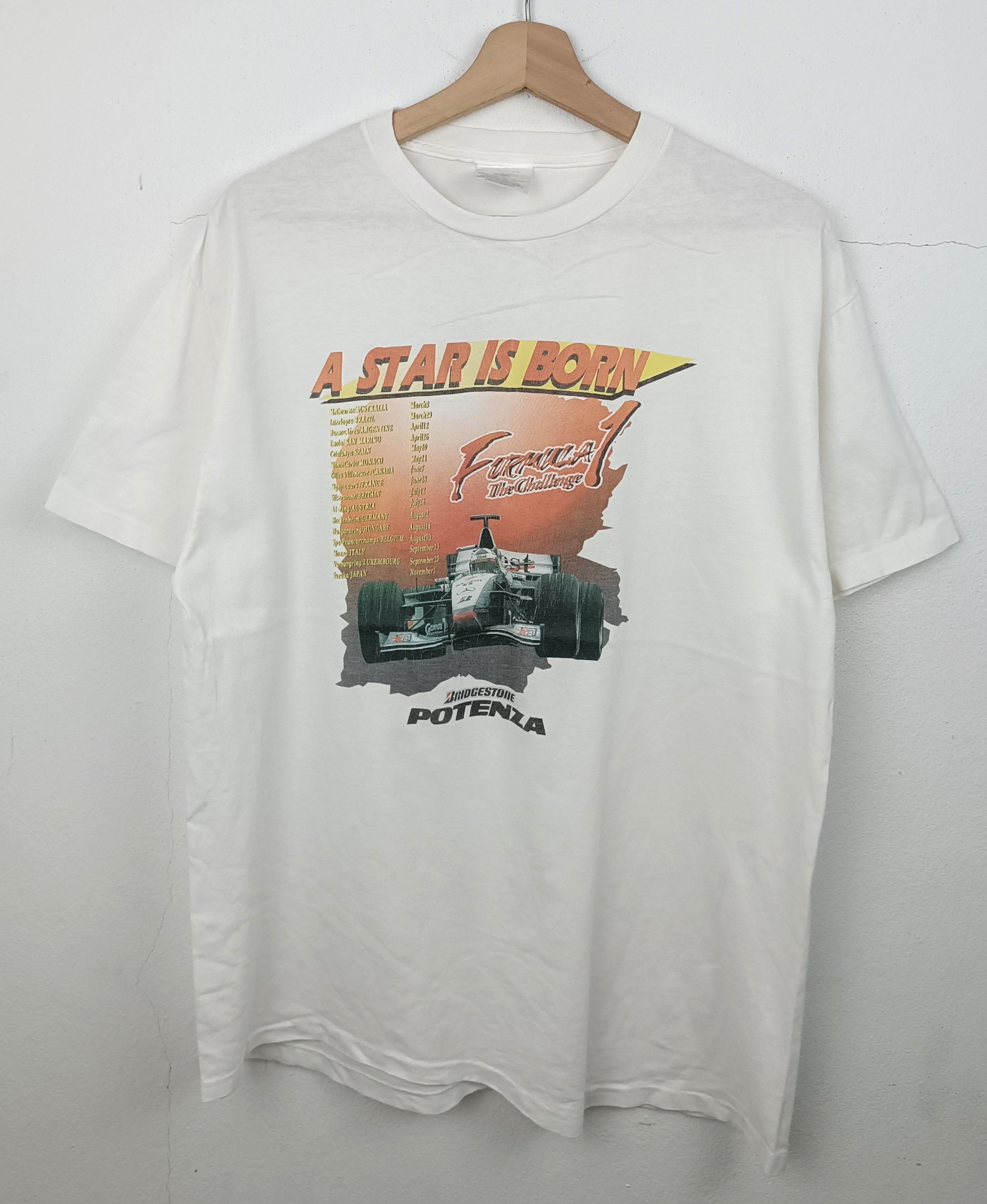 Vintage VINTAGE 90S A STAR IS BORN F1 RACING BRIDGESTONE POTENZA TEE Size US L / EU 52-54 / 3 - 3 Thumbnail