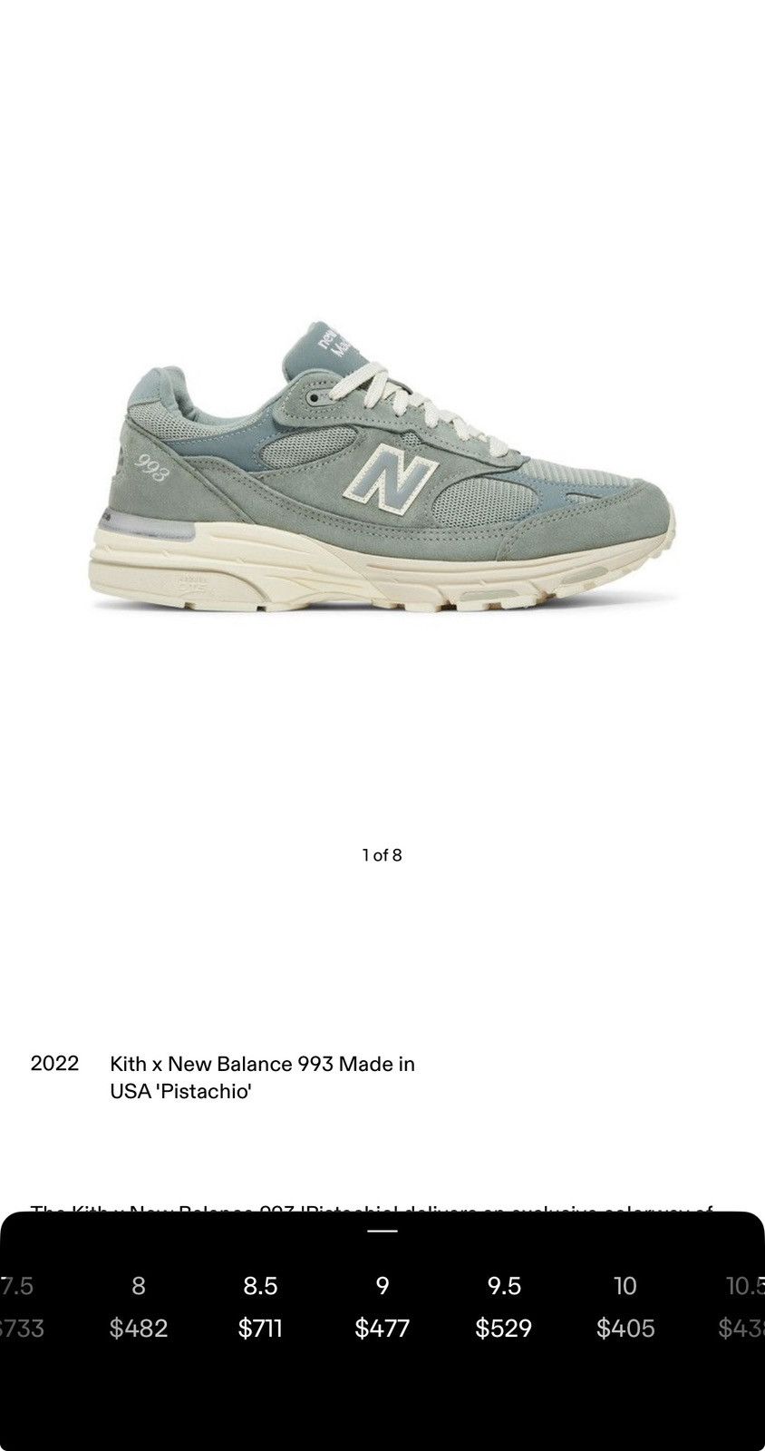 Kith × New Balance New Balance X Kith 993 pistachio made in USA Size US 9 / EU 42 - 8 Thumbnail