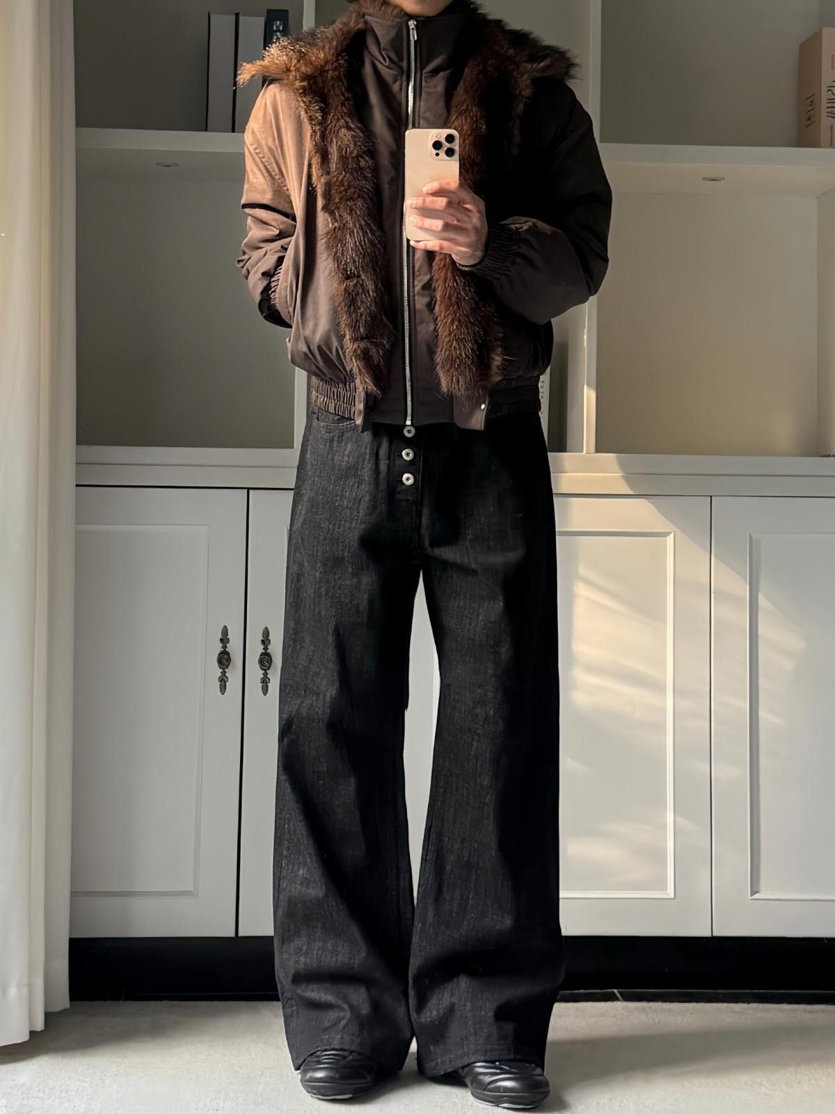 Vintage Black Faux Fur Collar Bomber Jacket, Winter Outerwear Size US M / EU 48-50 / 2 - 6 Thumbnail