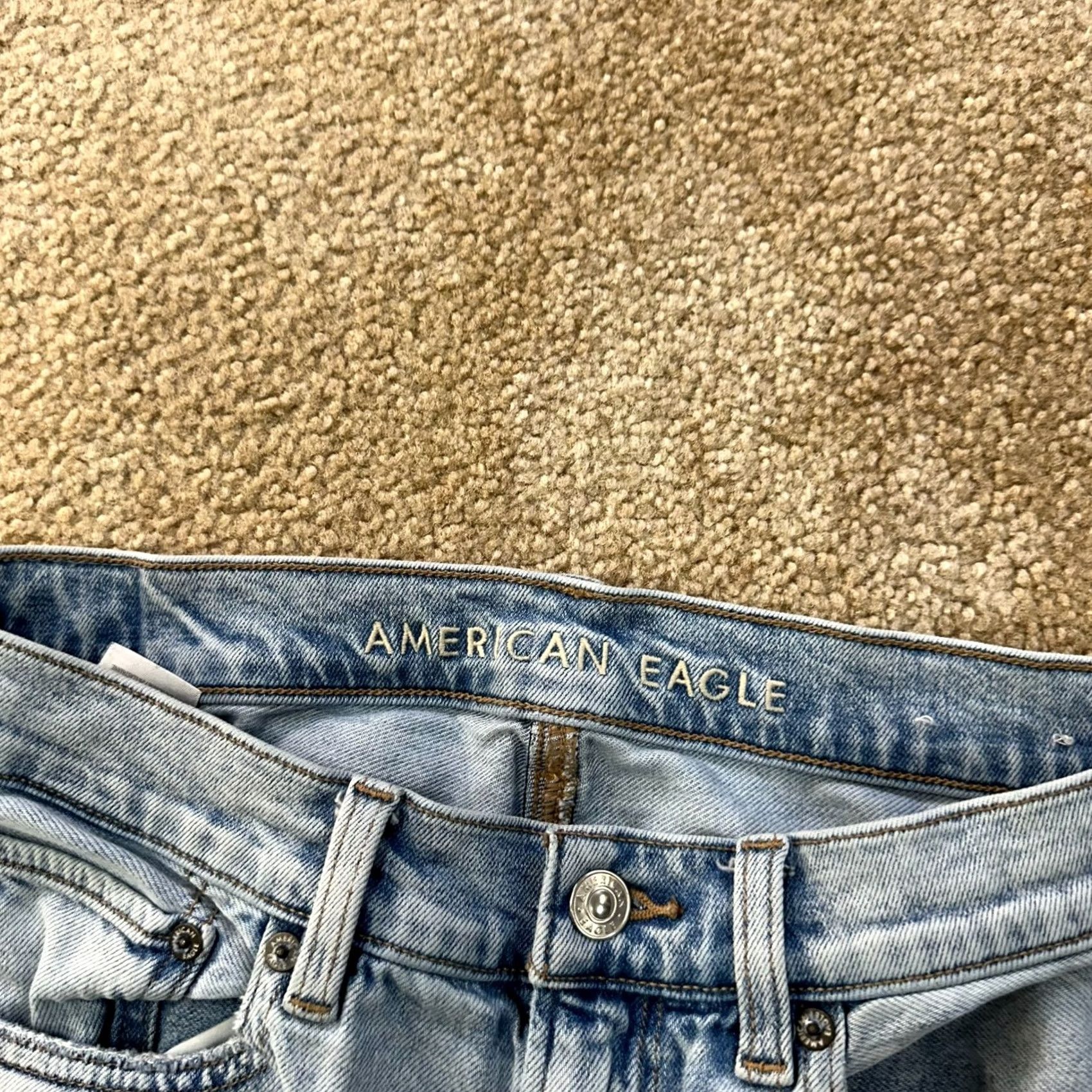 American Eagle Outfitters VINTAGE American Eagle Jeans Women 6 High Rise Baggy Straight Blue Denim 32 in 5-Pocket Distressed Regular 30 in Waist Mens Women Girls Size 28" / US 6 / IT 42 - 4 Thumbnail