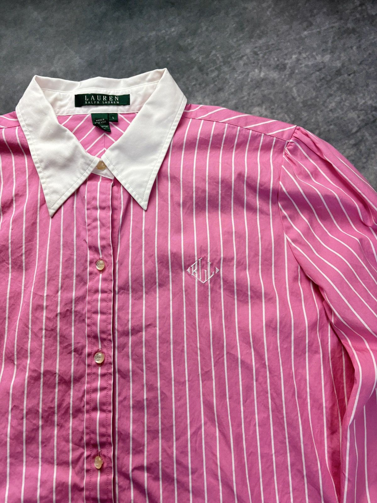 Polo Ralph Lauren 2000s Vintage Ralph Lauren Polo Shirt Striped Pink 90s Prep Size L / US 10 / IT 46 - 3 Thumbnail